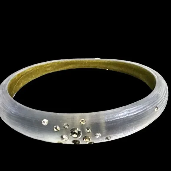 Alexis Bittar Iridescent Silver Lucite and Crystal Bangle Bracelet - Picture 4 of 10
